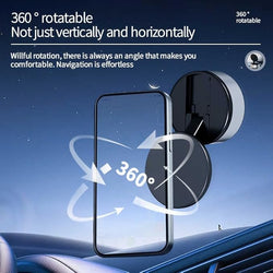 Universal Magnetic Car Phone Mount with 360° Rotation & Enhanced Suction Cup