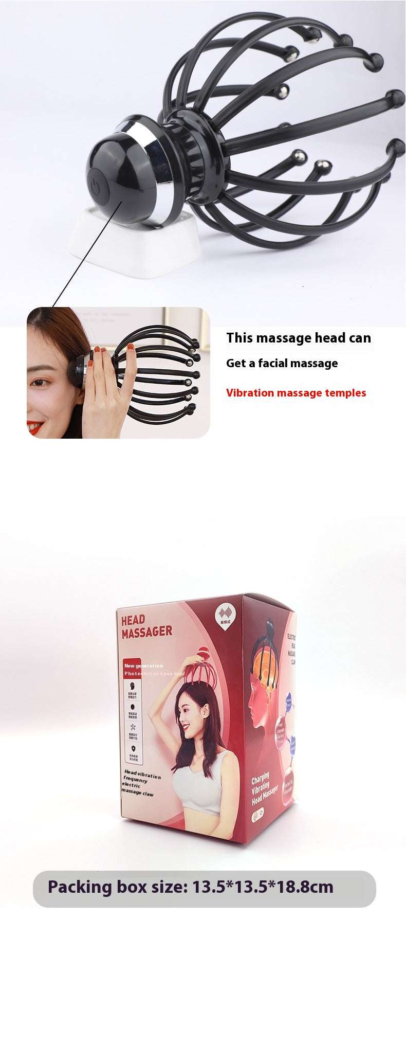 Vibration Head Massager Scalp Relaxation 12 Claw Electric Head Massager Octopus Point Massager - Lees Store