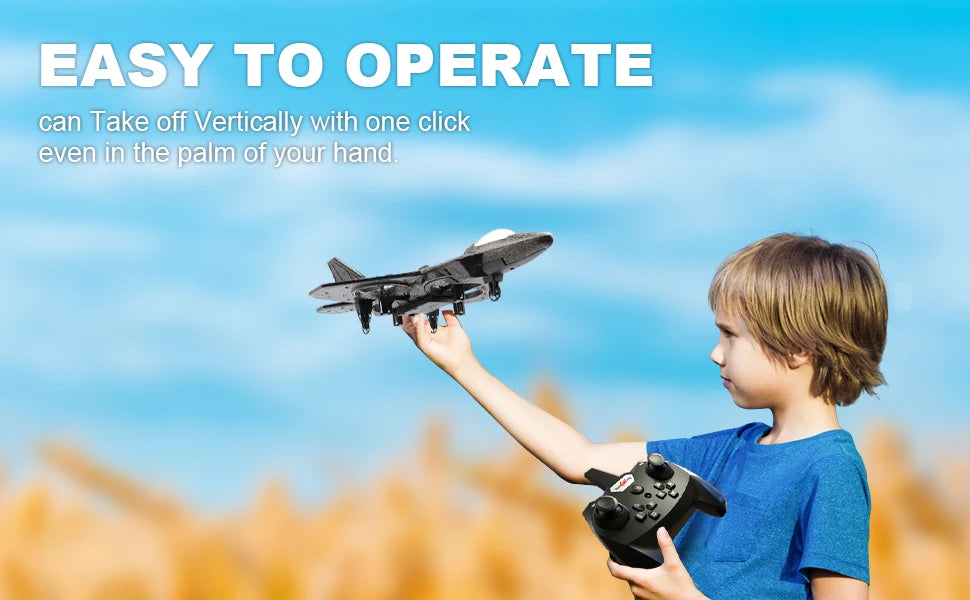 Remote Control Aeroplan, 2.4GHz RC Fighter Plane, LED Lights, USB Charging, RTF for Beginners - Lees Store