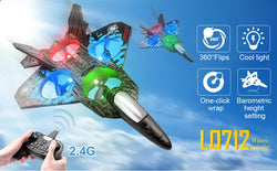 Remote Control Aeroplan, 2.4GHz RC Fighter Plane, LED Lights, USB Charging, RTF for Beginners - Lees Store