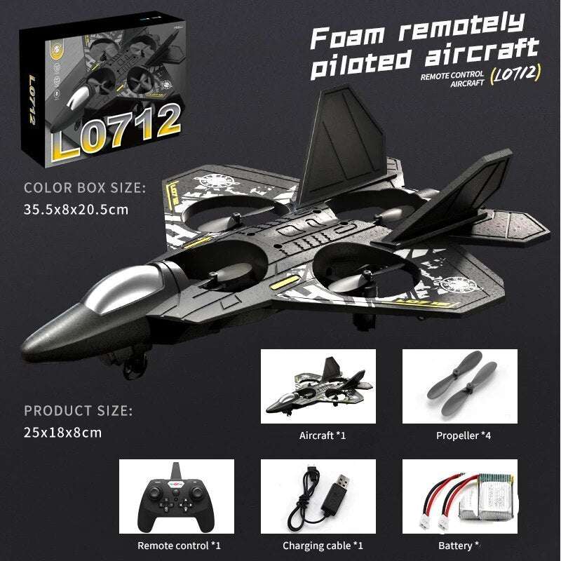 Remote Control Aeroplan, 2.4GHz RC Fighter Plane, LED Lights, USB Charging, RTF for Beginners - Lees Store