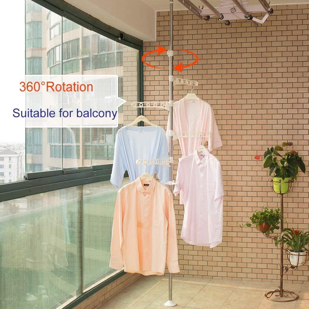 3-Tier Adjustable Vertical Laundry Pole & Garment Rack