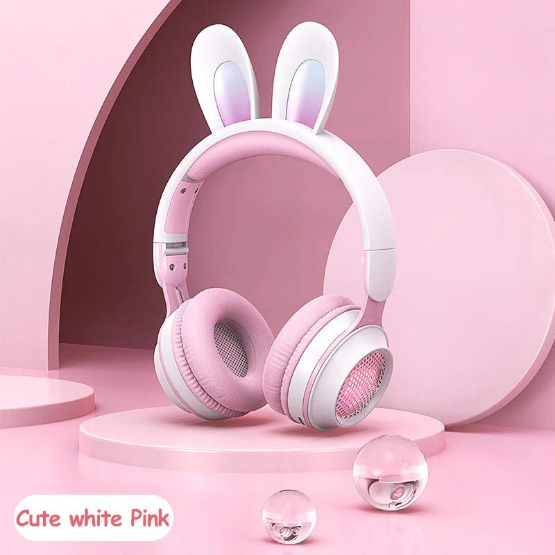 Rabbit Ear Headphones Wireless Luminous Extendable Wheat Headphones - Lees Store