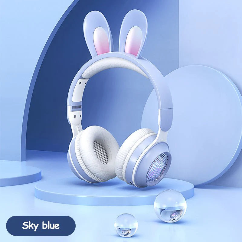 Rabbit Ear Headphones Wireless Luminous Extendable Wheat Headphones - Lees Store